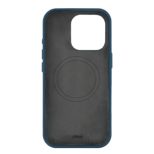 Чехол защитный uBear Capital Case для iPhone 16 Pro, натуральная кожа, MagSafe совместимый, синий