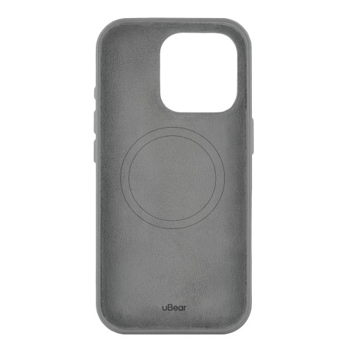 Чехол защитный uBear Capital Case для iPhone 16 Pro, натуральная кожа, MagSafe совместимый, серый