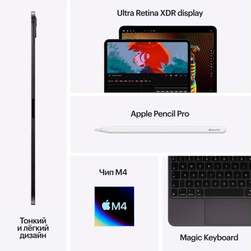 iPad Pro M4, 11" дюймов Wi-Fi 512 ГБ, Чёрный космос