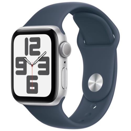 Apple Watch SE 2023, 44 мм, корпус из алюминия цвета «Серебристый», спортивный ремешок, размер M/L