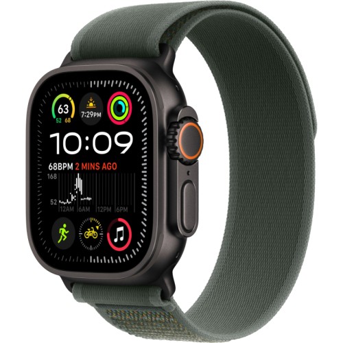 Apple Watch Ultra 2 GPS + Cellular, 49 мм, корпус из черного титана, ремешок Trail зеленого цвета, размер M/L
