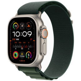 Apple Watch Ultra 2 GPS + Cellular, 49 мм, корпус из бежевого титана, ремешок Alpine зелёного цвета, размер L