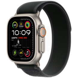 Apple Watch Ultra 2 GPS + Cellular, 49 мм, корпус из бежевого титана, ремешок Trail чёрного цвета, размер M/L
