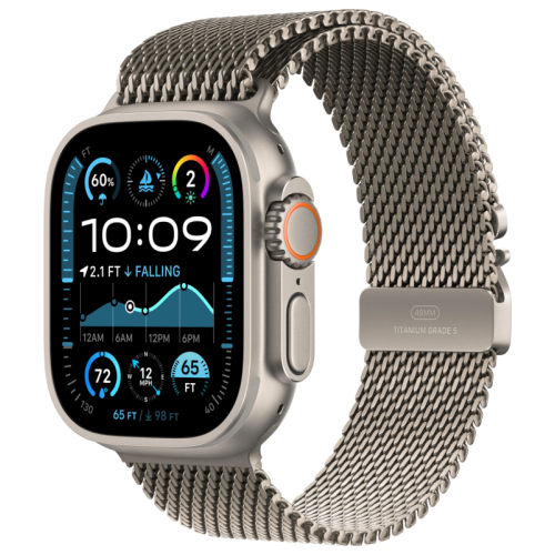 Apple Watch Ultra 2 GPS + Cellular, 49 мм, корпус из бежевого титана, ремешок Milanese бежевого цвета, зазмер L