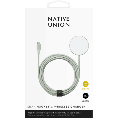 SNAP CABLE Беспроводное зарядное устройство, с кабелем USB-C 3м, цвет: светло-зеленый