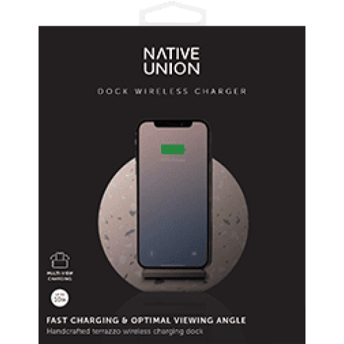 DOCK WIRELESS TERRAZZO БЗУ стандарта Qi, мощность 10W, с подставкой, цвет: розовый