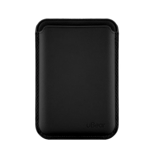 Магнитный кардхолдер uBear Leather Shell, натуральная кожа, чёрный