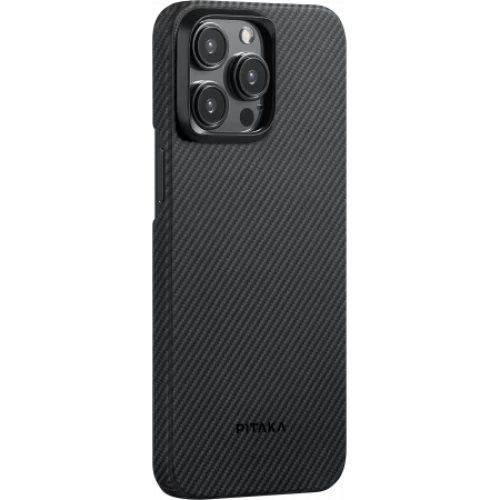 Чехол Pitaka MagEZ Case 4 для iPhone 15 Pro Max (6.7"), кевлар (арамид), узкое плетение, черно-серый