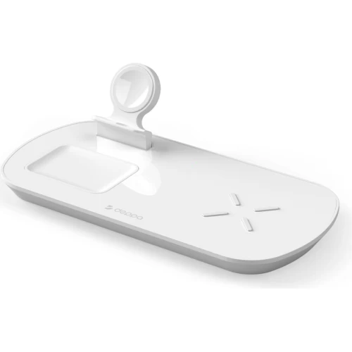 Зарядная станция Deppa 3 в 1: iPhone, Apple Watch, Airpods, беспроводная, 17,5 Вт, белый