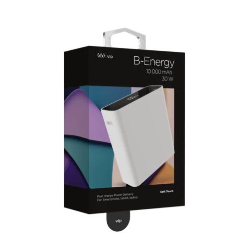 Аккумулятор внешний VLP B-Energy 10000mAh 30W, USB-C+USB-A, белый
