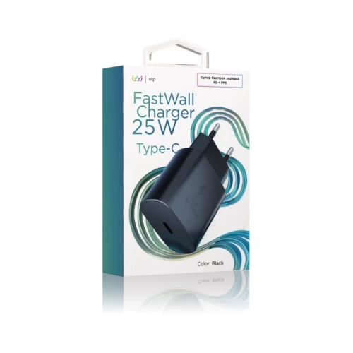 Сетевое зарядное устройство VLP 25Вт USB-C, PD, PPS, черный