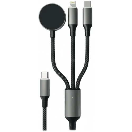 Дата-кабель VLP Dragon Cable 3 in 1 USB С - USB-C+Lightning+Watch, 1.2м, серый космос