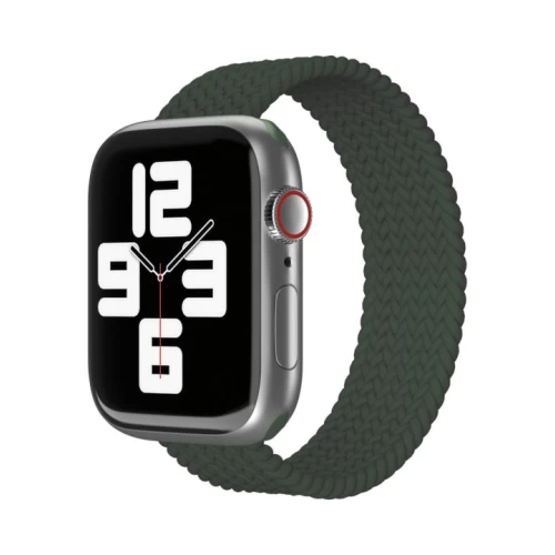 Ремешок нейлоновый плетёный VLP для Apple Watch 42/44/45, S/M, 2шт, темно-зелёный