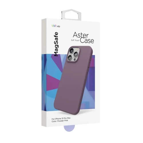 Чехол защитный VLP Aster Case с MagSafe для iPhone 15 ProMax, пудровый