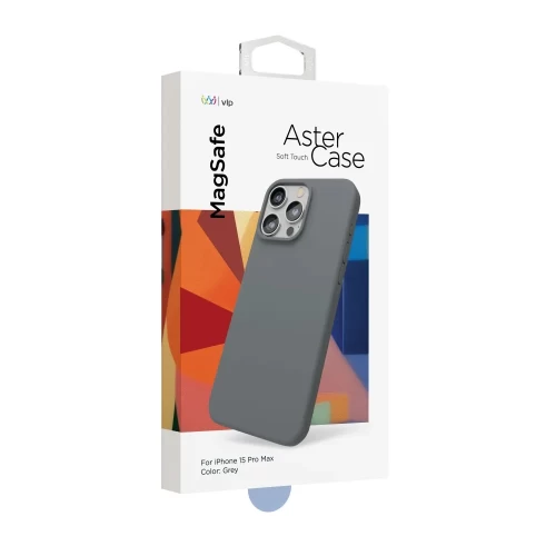 Чехол защитный VLP Aster Case с MagSafe для iPhone 15 ProMax, серый