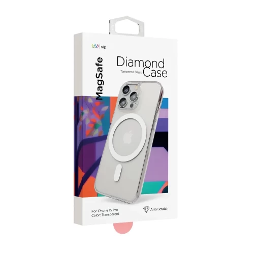 Чехол защитный VLP Diamond Case с MagSafe для iPhone 15 Pro, прозрачный