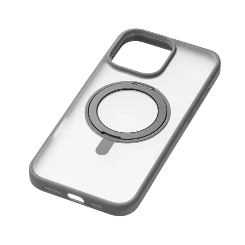 Чехол защитный uBear Clip 360 Mag Case для iPhone 16 Pro Max, MagSafe совместимый, с вращающейся магнитной подставкой, силк-тач, серый