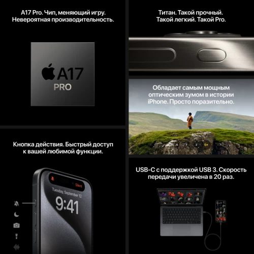 iPhone 15 Pro Max, 256 ГБ, Черный Титан