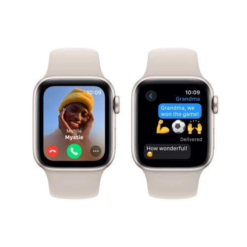 Apple Watch SE 2023, 40 мм, корпус из алюминия цвета «Сияющая звезда», спортивный ремешок, размер M/L