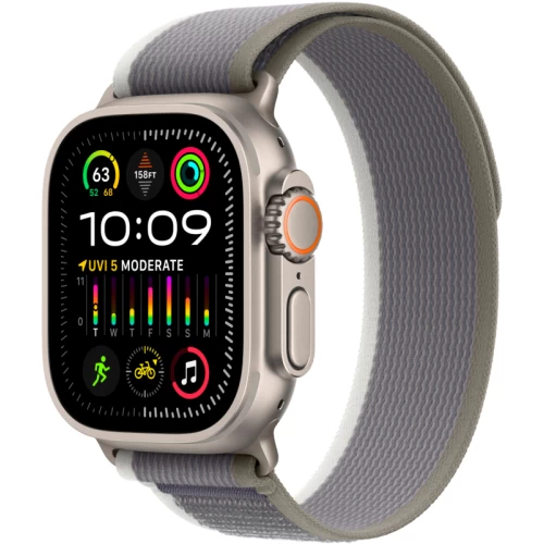 Apple Watch Ultra 2 GPS + Cellular, 49 мм, корпус из титана, ремешок Trail цвет Зелено/серый, M/L