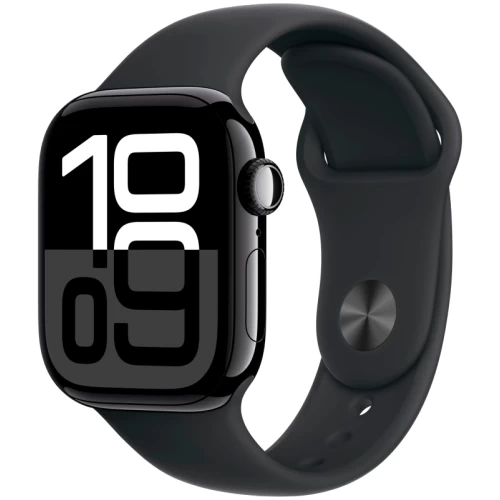 Apple Watch Series 10, 42 мм, корпус из алюминия цвета «чёрный глянец», спортивный ремешок, размер M/L