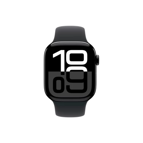 Apple Watch Series 10, 42 мм, корпус из алюминия цвета «чёрный глянец», спортивный ремешок, размер M/L